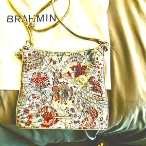 Brahmin Green and Gold Crossbody Bag with Chic Design